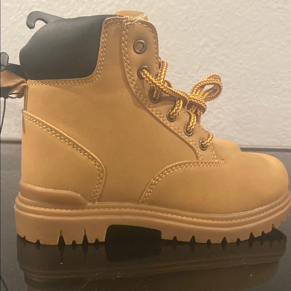 Wonder Nation Tan Boots with Rugged Sole and Padded Collar